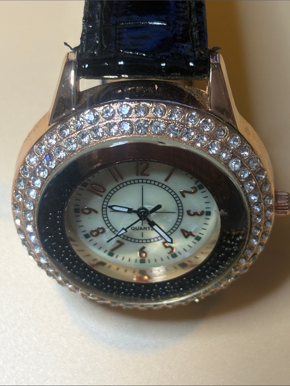 Crystal Bezel Quartz Watch — Black Strap - Picture 2 of 4